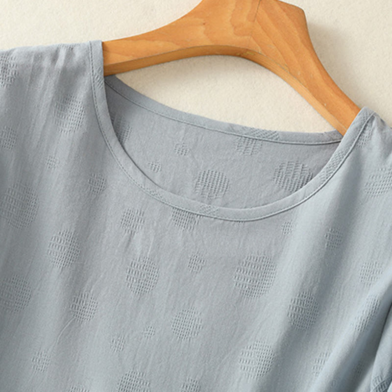 Camisa holgada de algodón de manga corta para mujer con cuello redondo y diseño de Buddha Stones - image 5