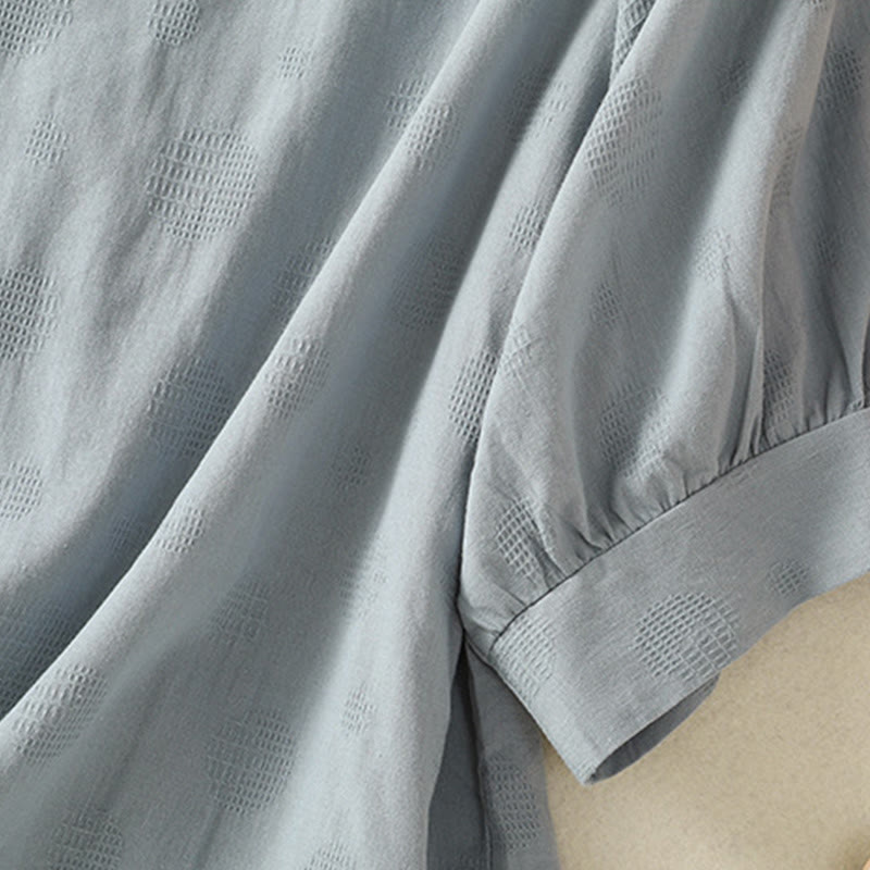 Camisa holgada de algodón de manga corta para mujer con cuello redondo y diseño de Buddha Stones - image 3