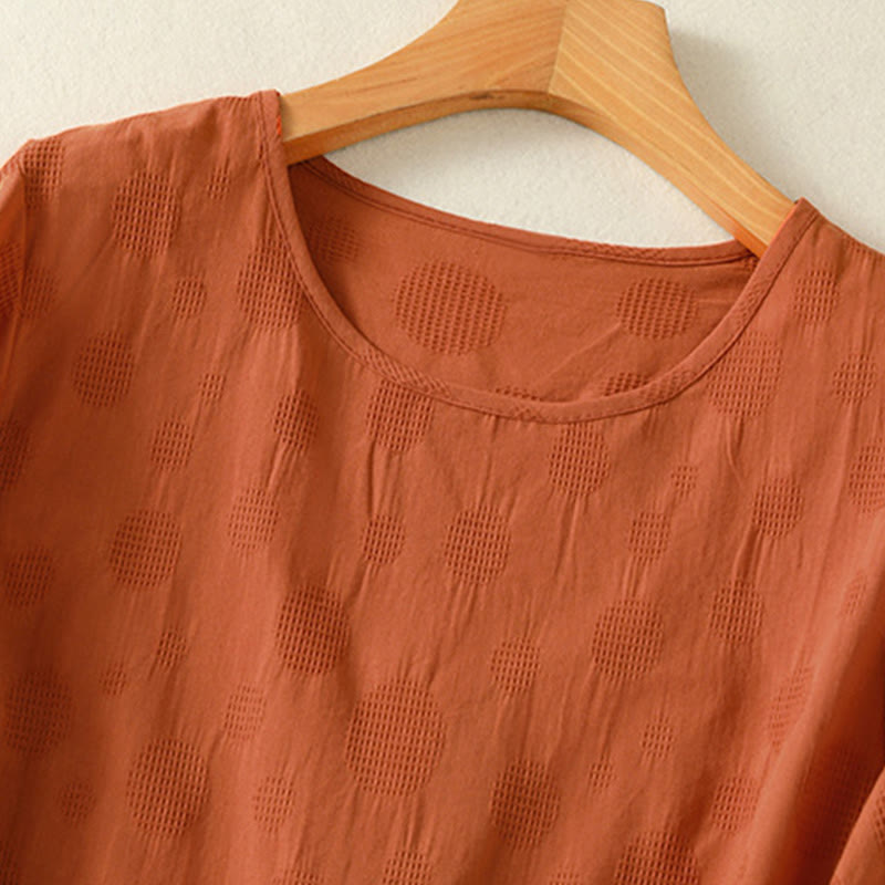 Camisa holgada de algodón de manga corta para mujer con cuello redondo y diseño de Buddha Stones - image 9