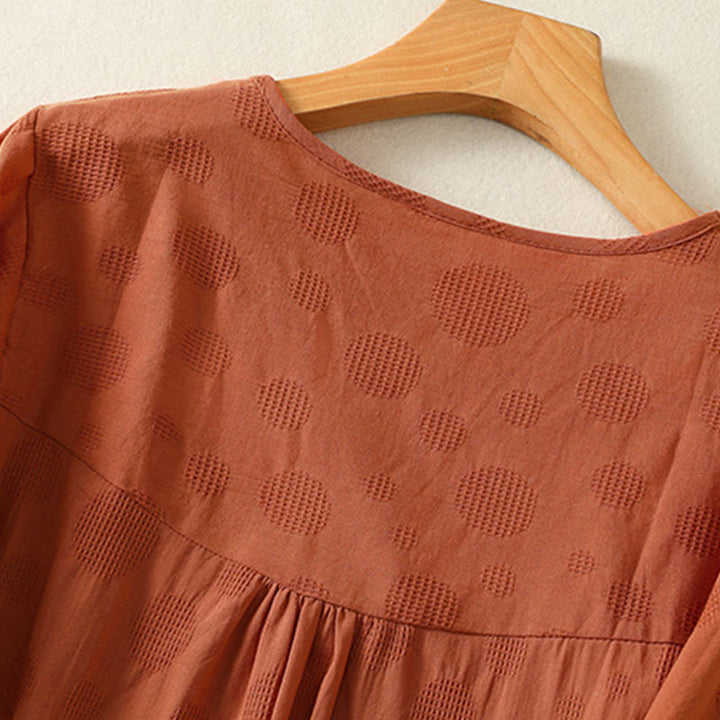 Camisa holgada de algodón de manga corta para mujer con cuello redondo y diseño de Buddha Stones - image 12