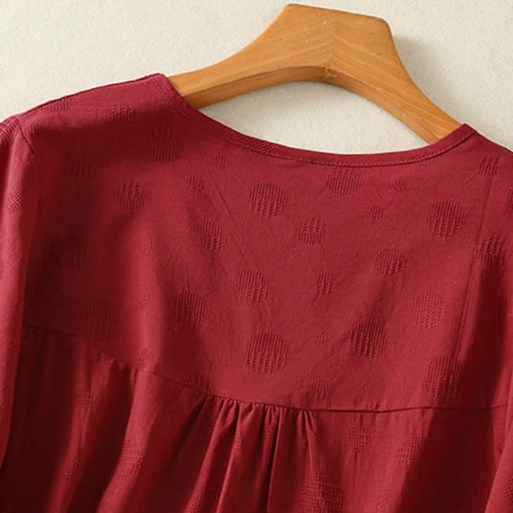 Camisa holgada de algodón de manga corta para mujer con cuello redondo y diseño de Buddha Stones - image 19