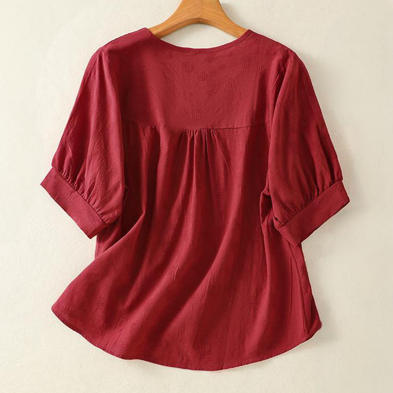 Camisa holgada de algodón de manga corta para mujer con cuello redondo y diseño de Buddha Stones - image 14