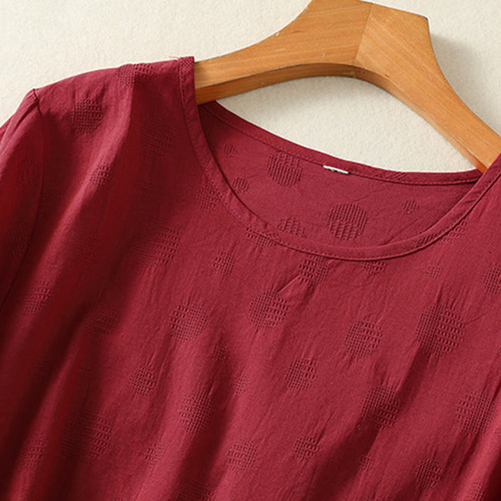 Camisa holgada de algodón de manga corta para mujer con cuello redondo y diseño de Buddha Stones - image 15