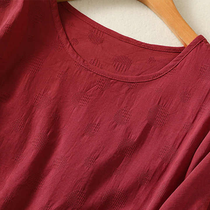 Camiseta de manga corta holgada para mujer con diseño de Buddha Stones y cuello redondo liso. - image 18