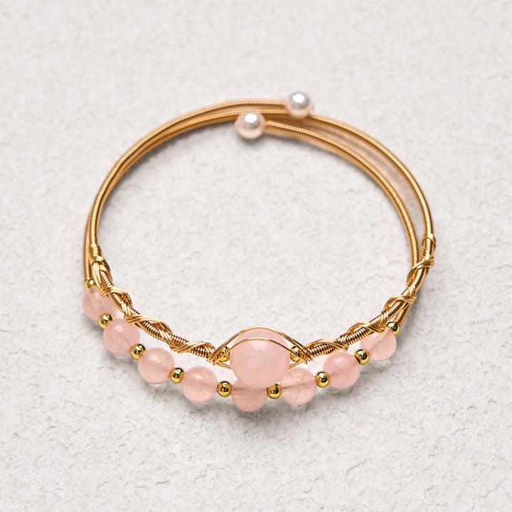 Pulsera de metal con Buddha Stones, cuarzo rosa natural, sanación del amor - image 4