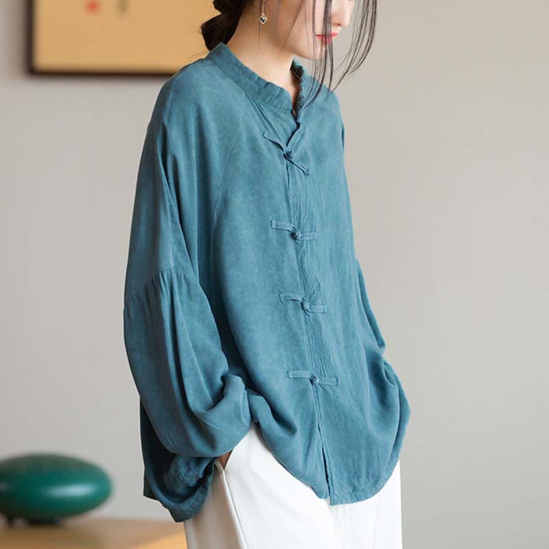 Camisa de manga larga con botones de rana y Buddha Stones, Top de meditación Zen Tai Chi, chaqueta de ropa Hanfu - image 1