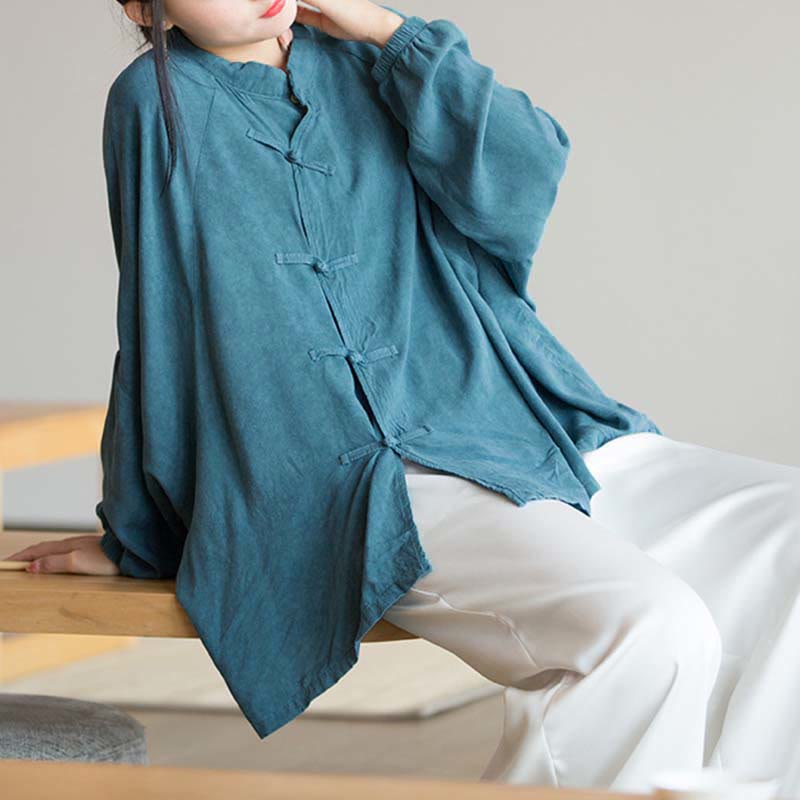 Camisa de manga larga con botones de rana y Buddha Stones, Top de meditación Zen Tai Chi, chaqueta de ropa Hanfu - image 6