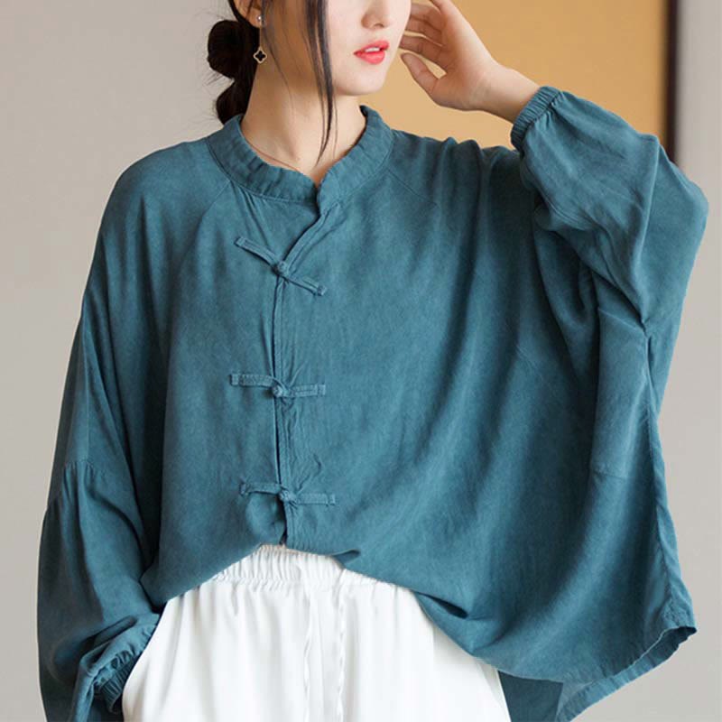 Camisa de manga larga con botones de rana y Buddha Stones, Top de meditación Zen Tai Chi, chaqueta de ropa Hanfu - image 2