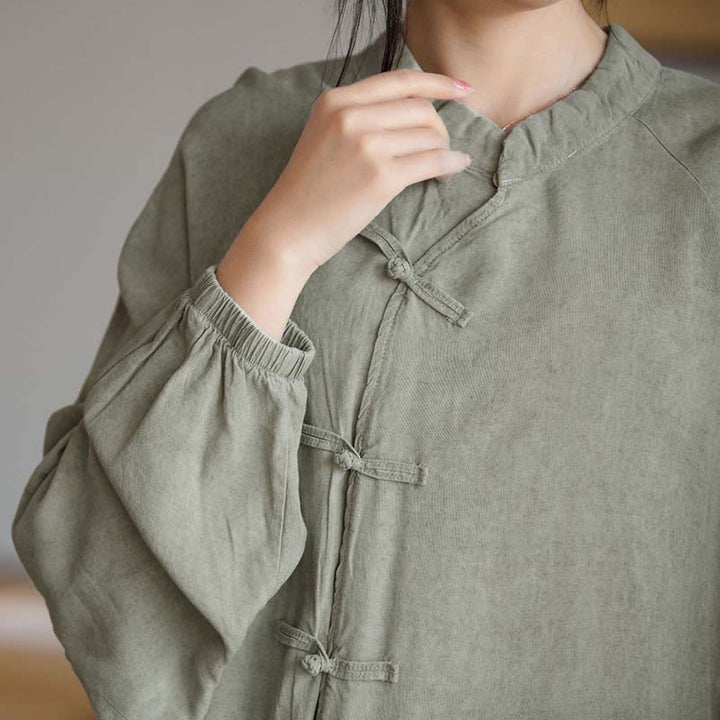 Camisa de manga larga con botones de rana y Buddha Stones, Top de meditación Zen Tai Chi, chaqueta de ropa Hanfu - image 23