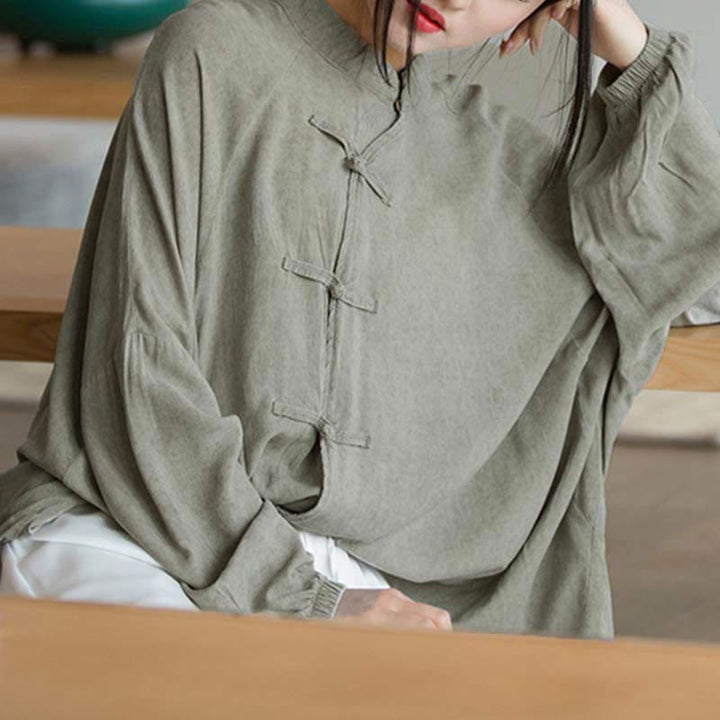 Camisa de manga larga con botones de rana y Buddha Stones, Top de meditación Zen Tai Chi, chaqueta de ropa Hanfu - image 20