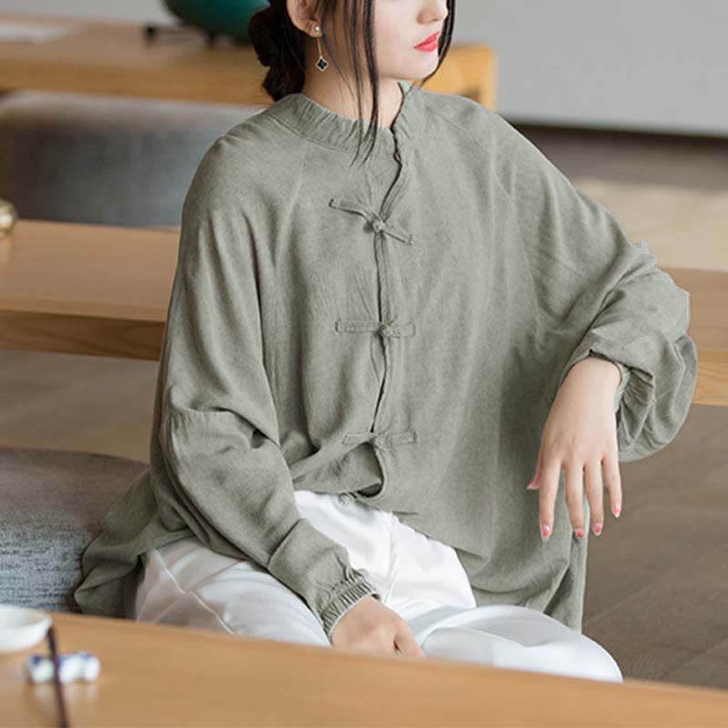 Camisa de manga larga con botones de rana y Buddha Stones, Top de meditación Zen Tai Chi, chaqueta de ropa Hanfu - image 19