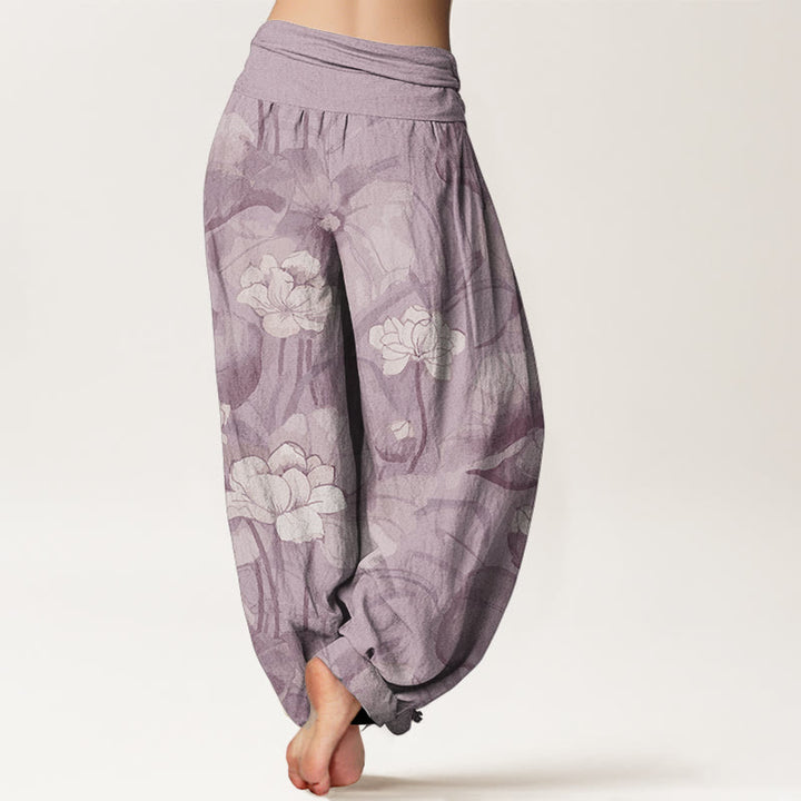 Pantalones Buddha Stones de algodón puro con diseño de loto y cintura elástica para mujer - image 7