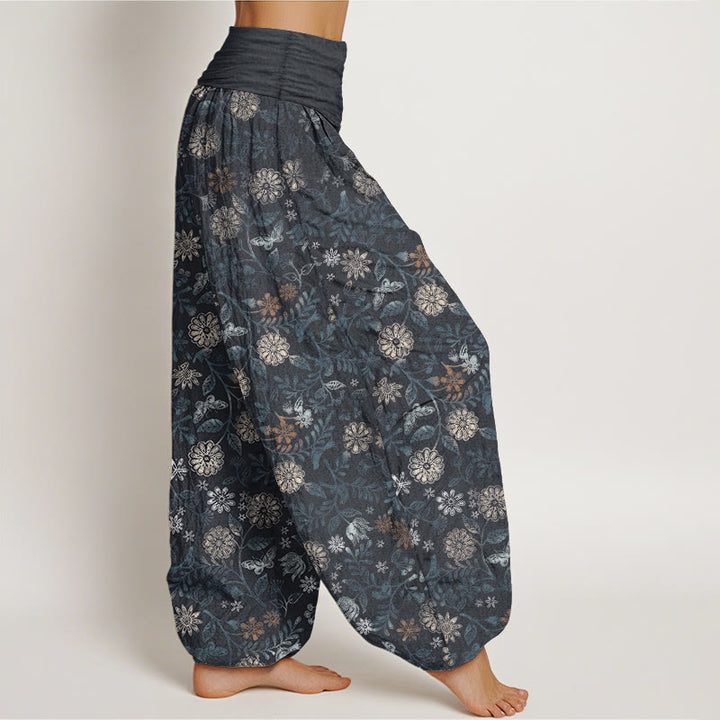 Pantalones Buddha Stones de algodón puro con diseño informal de Nueva York, con diseño de flores y hojas de aster, para mujer, con cintura elástica - image 2
