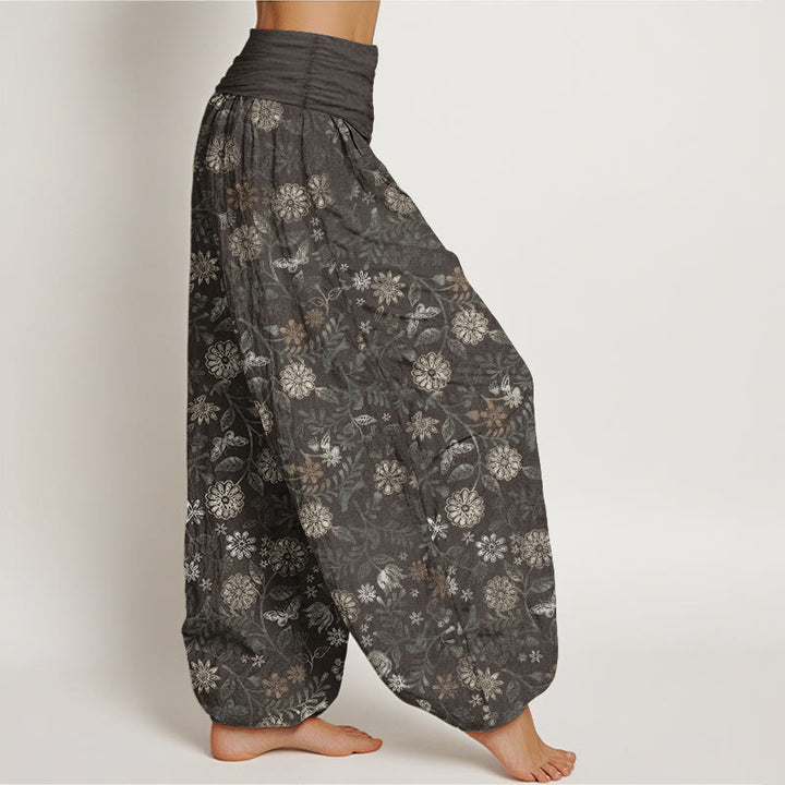 Pantalones Buddha Stones de algodón puro con diseño informal de Nueva York, con diseño de flores y hojas de aster, para mujer, con cintura elástica - image 11