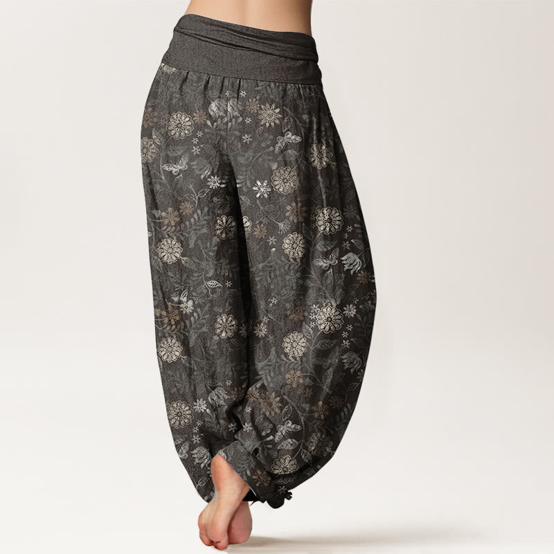 Pantalones Buddha Stones de algodón puro con diseño informal de Nueva York, con diseño de flores y hojas de aster, para mujer, con cintura elástica - image 10
