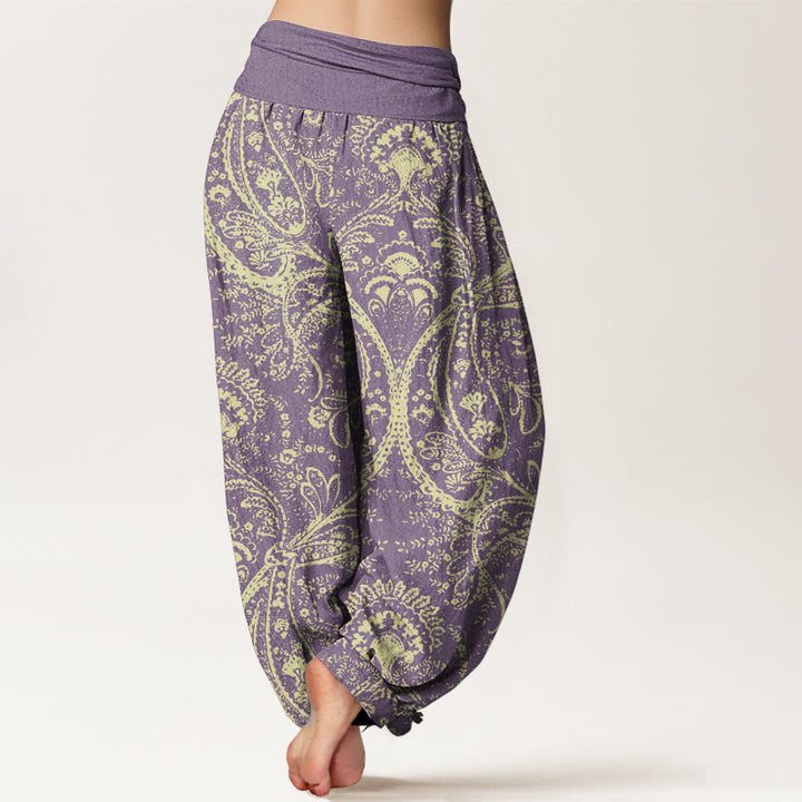 Pantalones harén de algodón puro con estampado de cachemira y flores de Buddha Stones para mujer, cintura elástica - image 7