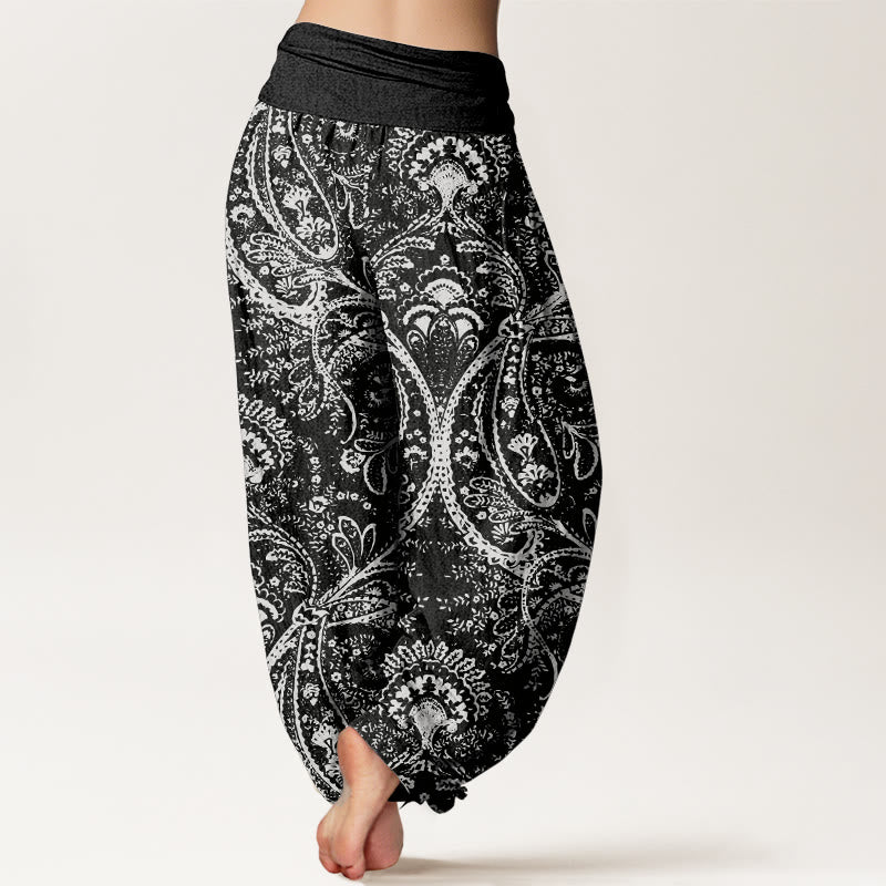 Pantalones harén de algodón puro con estampado de cachemira y flores de Buddha Stones para mujer, cintura elástica - image 10