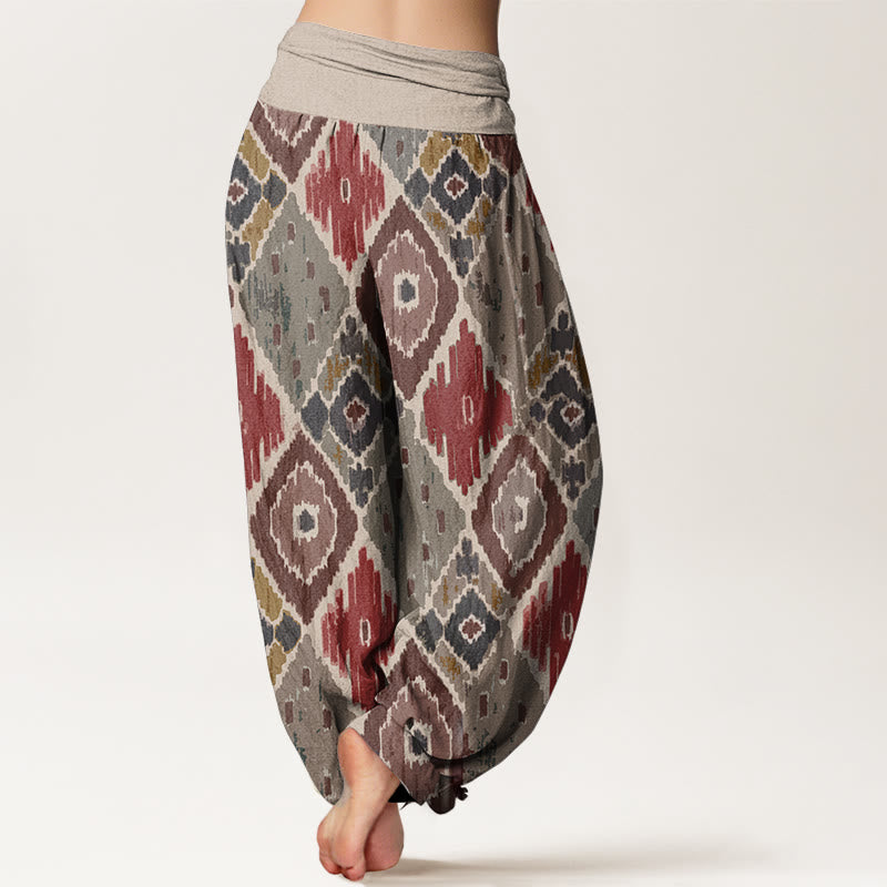 Pantalones harén de algodón puro con estampado a cuadros y cintura elástica para mujer con Buddha Stones - image 1
