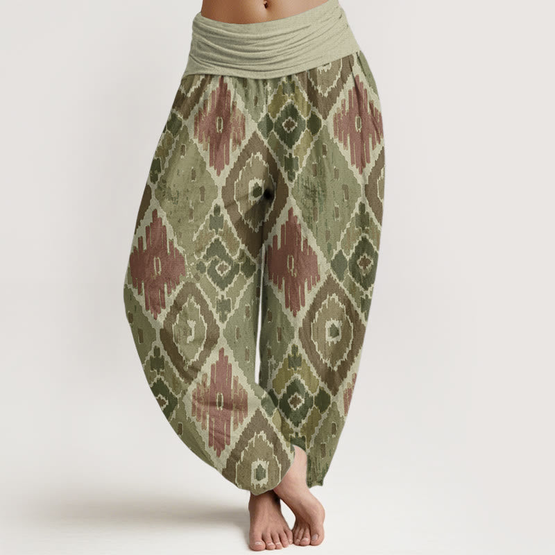 Pantalones harén de algodón puro con estampado a cuadros y cintura elástica para mujer con Buddha Stones - Aceituna - US22，UK/AU26，EU54 (6XL) - image 5