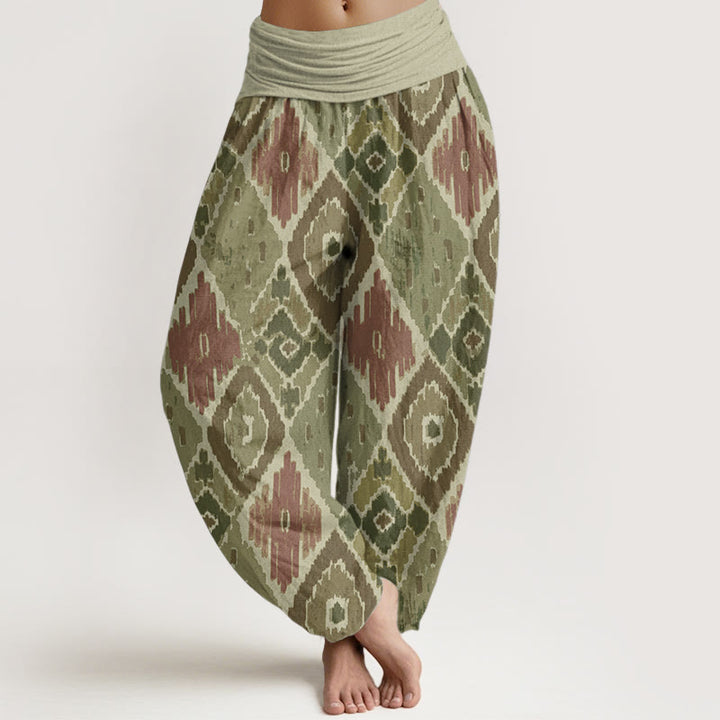 Pantalones harén de algodón puro con estampado a cuadros y cintura elástica para mujer con Buddha Stones - Aceituna - US22，UK/AU26，EU54 (6XL) - image 5