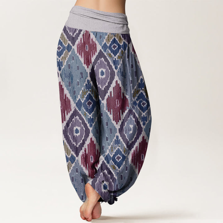 Pantalones harén de algodón puro con estampado a cuadros y cintura elástica para mujer con Buddha Stones - image 9