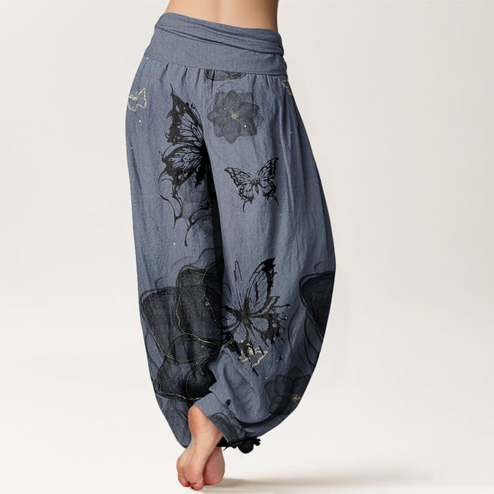 Pantalones Buddha Stones de algodón puro con estampado de flores y mariposas para mujer, con cintura elástica - image 10