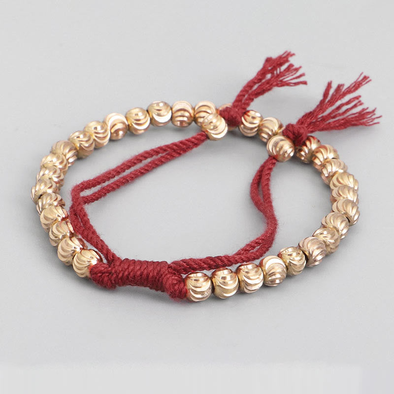 Pulsera de hilo de la suerte con cuentas de cobre hechas a mano tibetana con Buddha Stones
