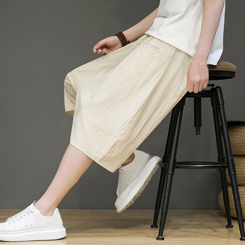 Pantalones capri estilo harén de algodón y lino con cordón ajustable para hombre, estilo casual, con bolsillos, de Buddha Stones - image 7