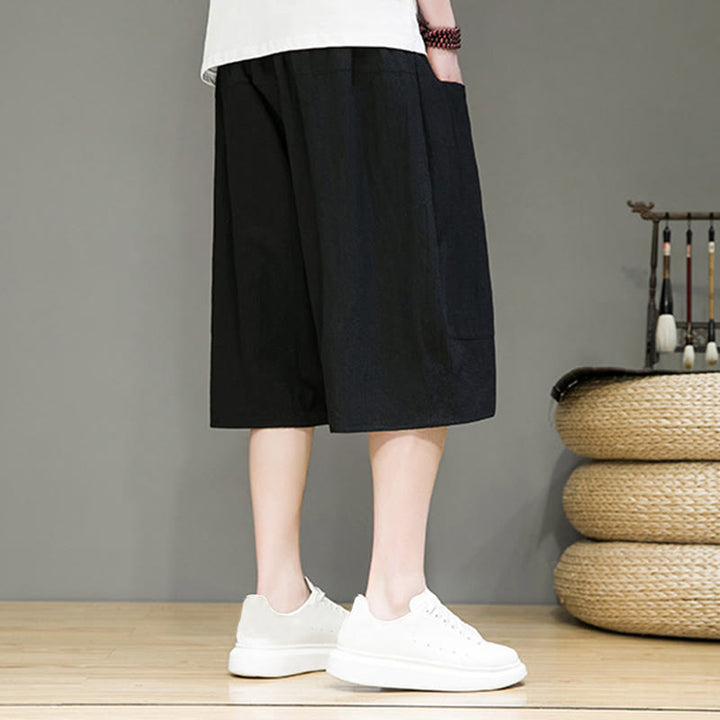 Pantalones capri estilo harén de algodón y lino con cordón ajustable para hombre, estilo casual, con bolsillos, de Buddha Stones - image 16