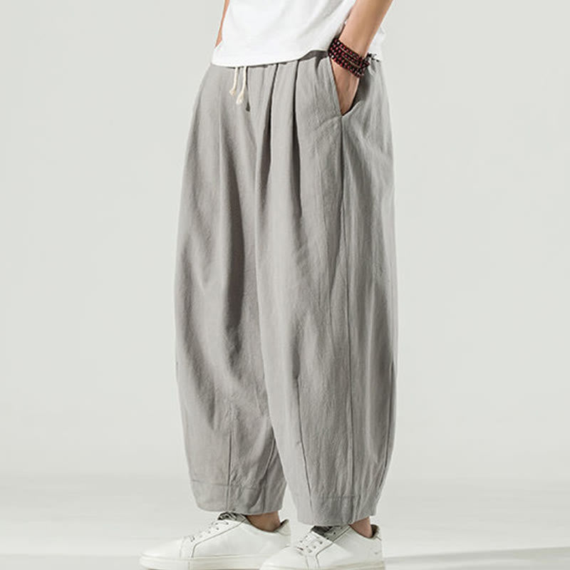 Pantalones harén hasta el tobillo para hombre con bolsillos y diseño de Buddha Stones en color liso - Gris claro - US/UK/AU46, EU56 (5XL) - image 8