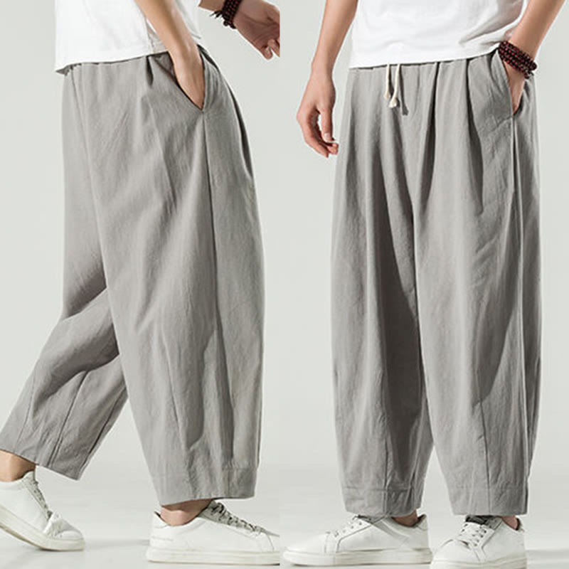 Pantalones harén hasta el tobillo para hombre con bolsillos y diseño de Buddha Stones en color liso - image 20
