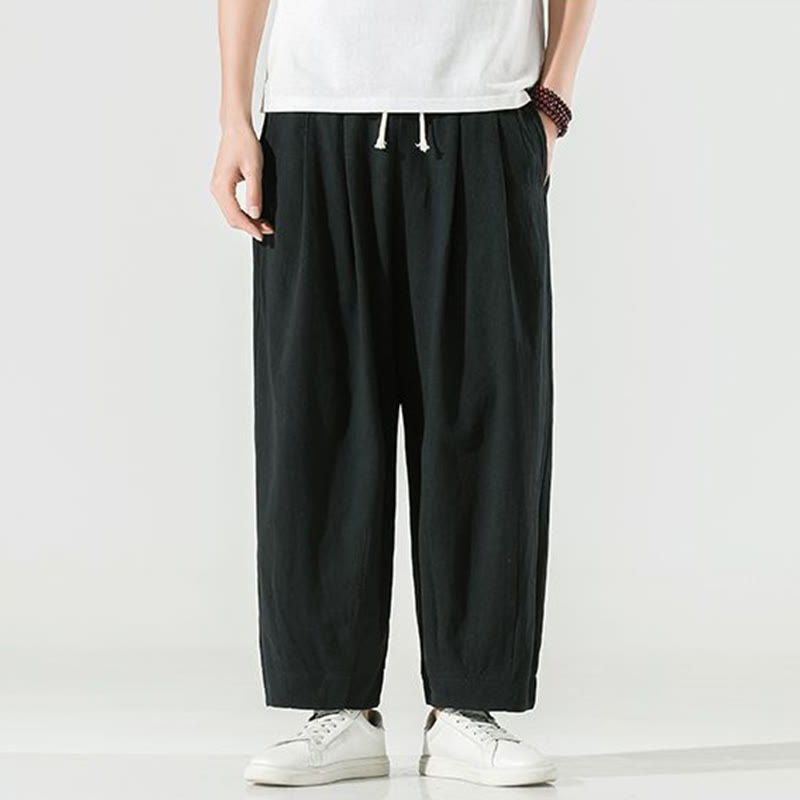 Pantalones harén hasta el tobillo para hombre con bolsillos y diseño de Buddha Stones en color liso - image 22