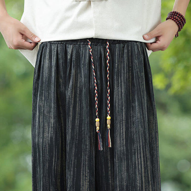 Pantalones harén con cordón y bolsillos para hombre, de verano, con rayas negras y Buddha Stones - image 11