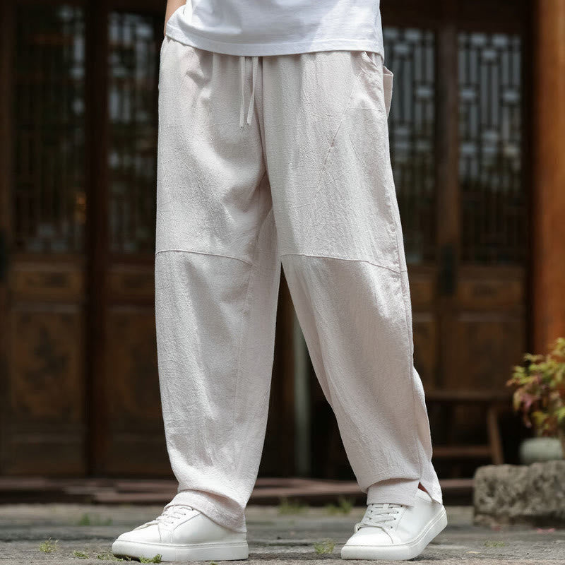 Pantalones de lino y algodón con cintura elástica y bolsillos para hombre con diseño de Buddha Stones - Lino - US/UK/AU46, EU56 (5XL) - image 0