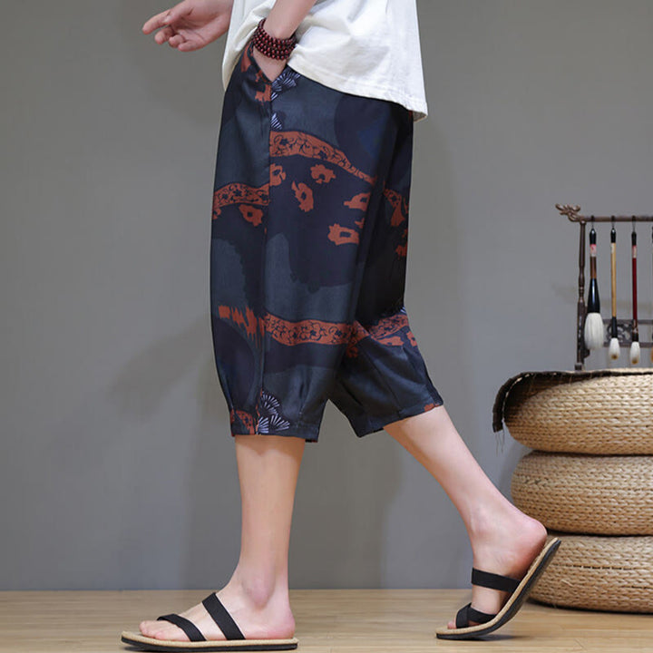 Pantalones capri de algodón y lino para hombre con bolsillos, diseño de Buddha Stones - image 14