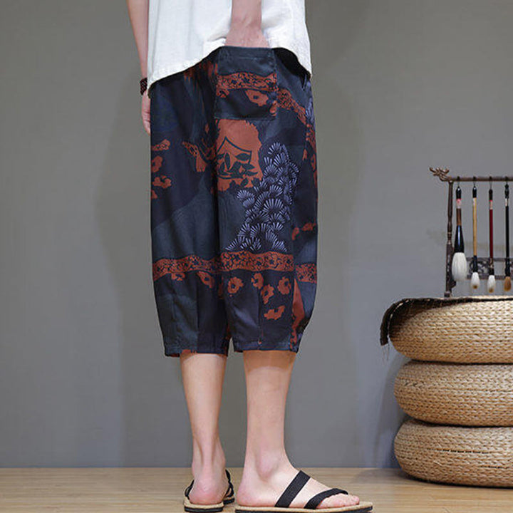 Pantalones capri de algodón y lino para hombre con bolsillos, diseño de Buddha Stones - image 17
