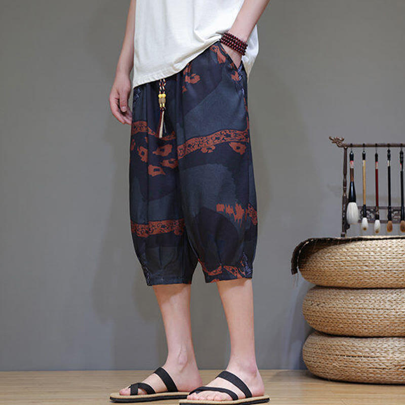 Pantalones capri de algodón y lino para hombre con bolsillos, diseño de Buddha Stones - image 19