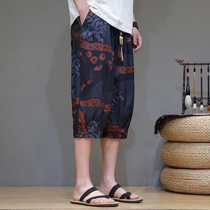 Pantalones capri de algodón y lino para hombre con bolsillos, diseño de Buddha Stones - image 15