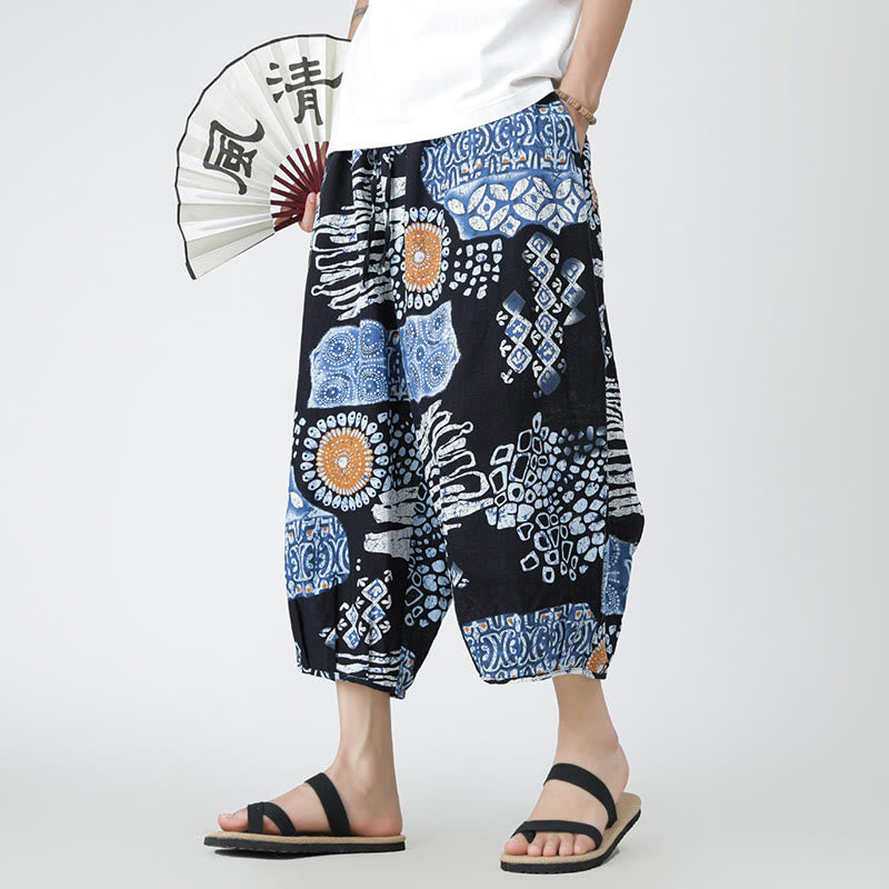 Pantalones de lino y algodón con diseño de elefante, mandala, patchwork y estampado de Buddha Stones para hombre, tallas 7-8, con bolsillos - image 39