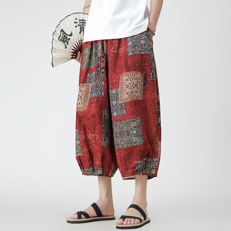 Pantalones de lino y algodón con diseño de elefante, mandala, patchwork y estampado de Buddha Stones para hombre, tallas 7-8, con bolsillos - image 9