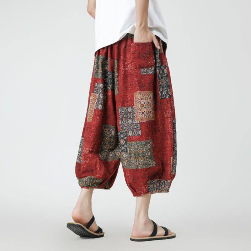 Pantalones de lino y algodón con diseño de elefante, mandala, patchwork y estampado de Buddha Stones para hombre, tallas 7-8, con bolsillos - image 5