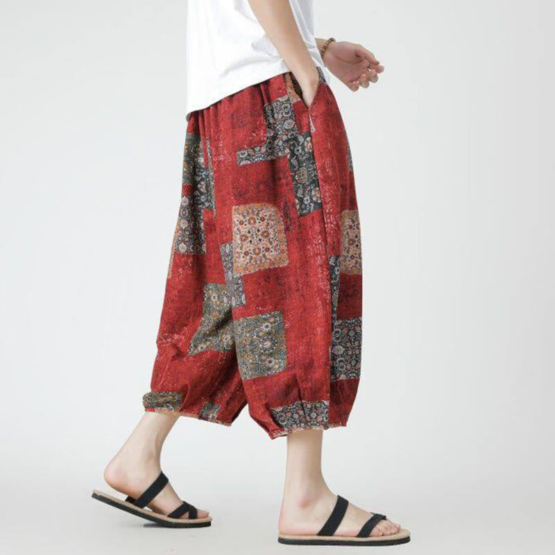 Pantalones de lino y algodón con diseño de elefante, mandala, patchwork y estampado de Buddha Stones para hombre, tallas 7-8, con bolsillos - image 4