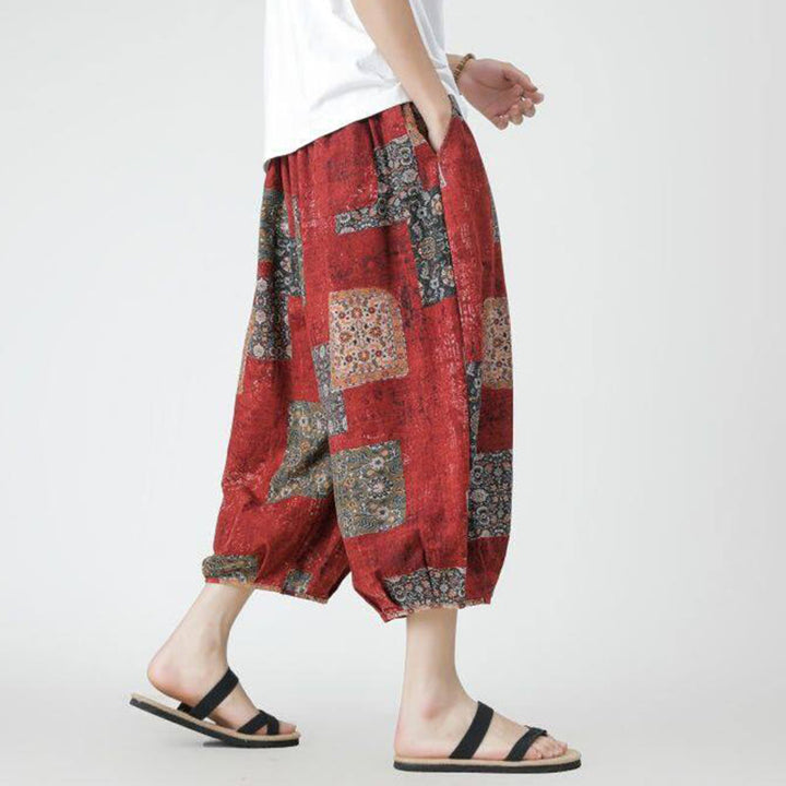 Pantalones de lino y algodón con diseño de elefante, mandala, patchwork y estampado de Buddha Stones para hombre, tallas 7-8, con bolsillos - image 4