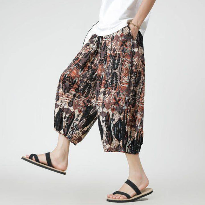 Pantalones de lino y algodón con diseño de elefante, mandala, patchwork y estampado de Buddha Stones para hombre, tallas 7-8, con bolsillos - image 19