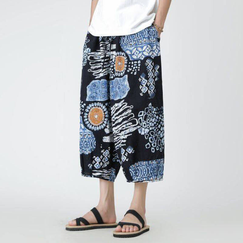 Pantalones de lino y algodón con diseño de elefante, mandala, patchwork y estampado de Buddha Stones para hombre, tallas 7-8, con bolsillos - image 36