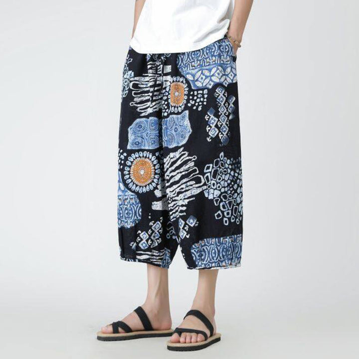 Pantalones de lino y algodón con diseño de elefante, mandala, patchwork y estampado de Buddha Stones para hombre, tallas 7-8, con bolsillos - image 36