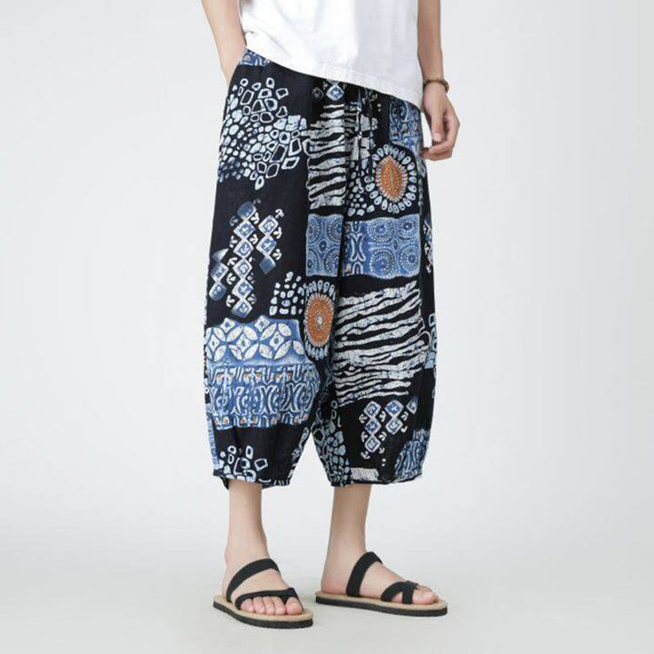 Pantalones de lino y algodón con diseño de elefante, mandala, patchwork y estampado de Buddha Stones para hombre, tallas 7-8, con bolsillos - image 34