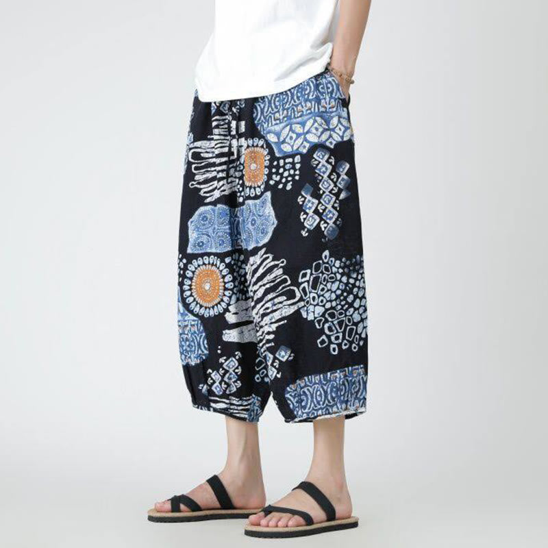 Pantalones de lino y algodón con diseño de elefante, mandala, patchwork y estampado de Buddha Stones para hombre, tallas 7-8, con bolsillos - image 37