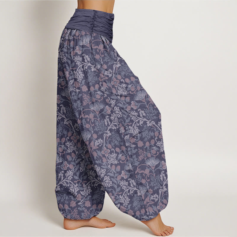 Pantalones harén con cintura elástica para mujer, con estampado de hojas de parra y flores, estilo informal, con Buddha Stones - image 8