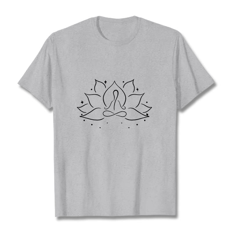 Camiseta con diseño de flor de loto y Buddha Stones para meditación y yoga - Gris claro - 2XL - image 19